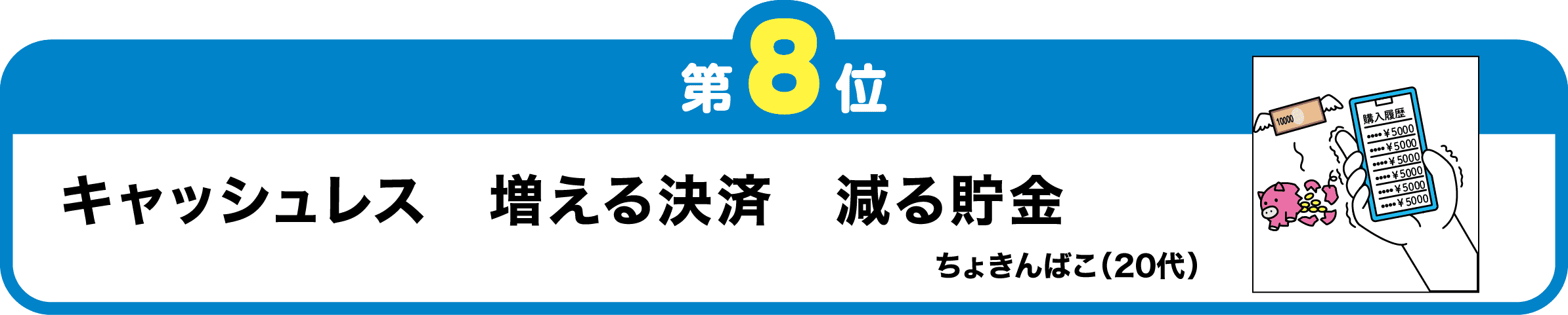第8位　キャッシュレス　増える決済　減る貯金